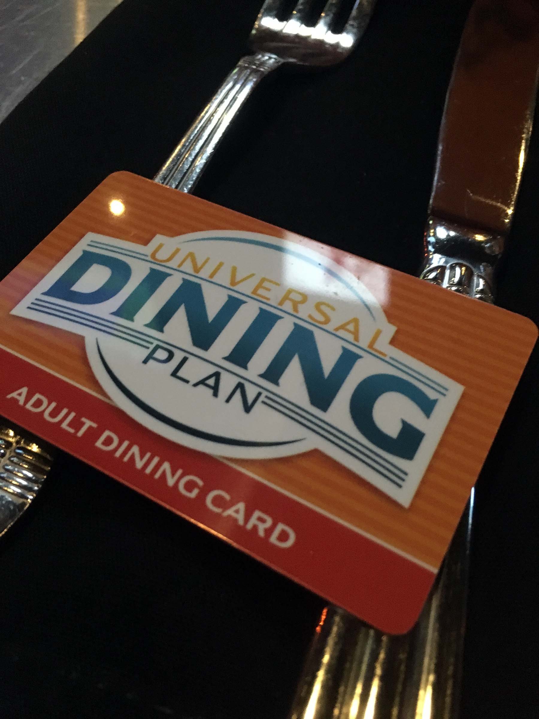 Adult Dining Plan card for Universal Studios